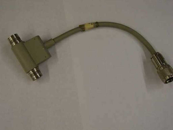 IBM 6457102 Twinax T-Connection Cable showing T-block with two female twinax ports and male twinax plug on cable end