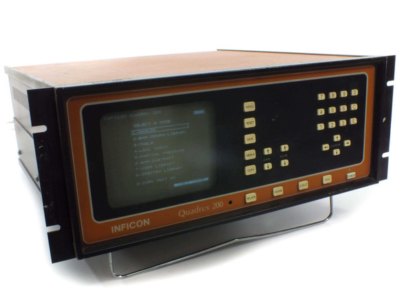 Inficon Quadrex 200 Residual Gas Analyzer 901-002-G1 – front panel with CRT display and keypad, angled right view