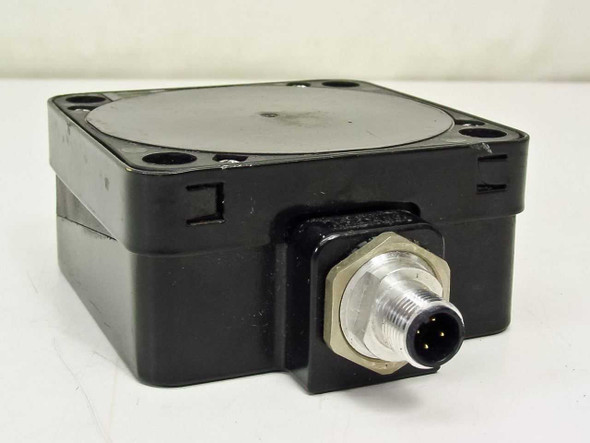 Pepperl+Fuchs NCB50-FP-E2-C-P3-V1 proximity sensor – right side view showing M12 male 4-pin connector