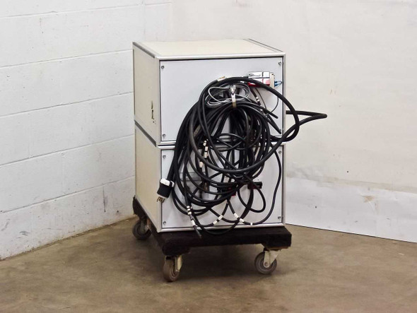 Sorensen DCS 8-350 and James River 11AC custom power supply system – rear view showing bundled interconnect cables