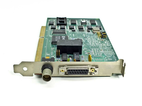 Western Digital WD8013EP ISA Ethernet card – angled front view showing BNC coax and DB-15 AUI connectors on bracket