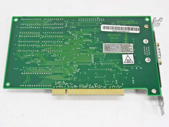 STB Systems 1X0-0272-007 PCI video card rear/solder-side view showing PCB traces, compliance sticker, and PCI gold-finger edge connector