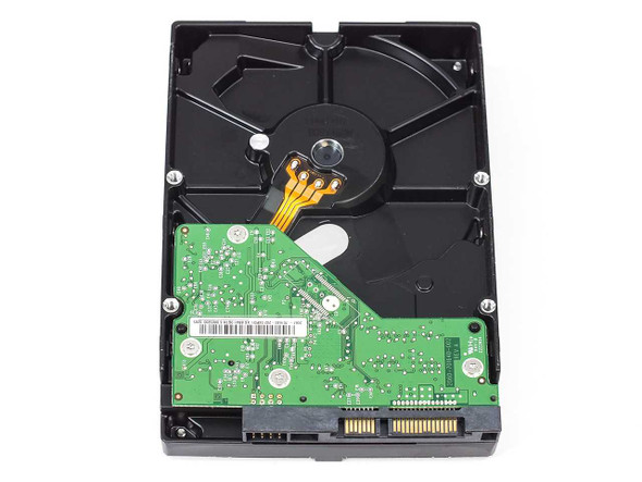 Western Digital WD3200AAKS 320GB hard drive — underside PCB and spindle motor view