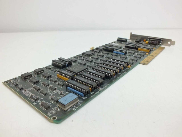 Altos 9122X eISA Multidrop Controller /2 615-23201-001 — opposite angled view showing reverse component side with DIP sockets, oscillator, and ISA edge connector