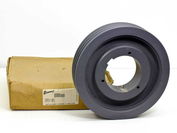 Browning 3R5V103 3-groove Gripbelt split taper sheave shown beside its original Browning cardboard box