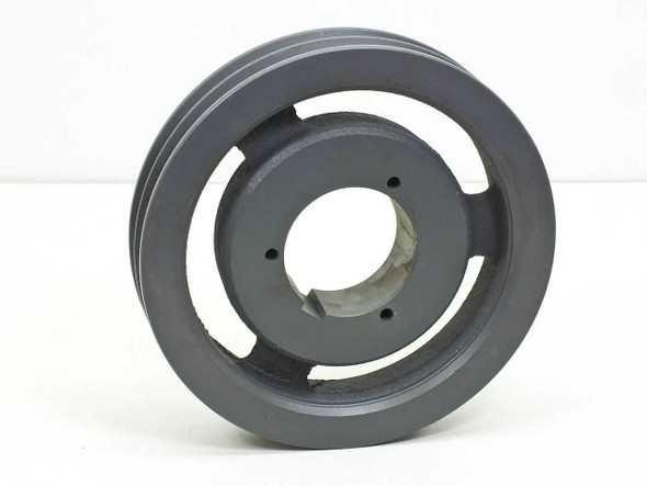 Browning 2TB80 cast iron two-groove QD sheave, front face view showing dual belt grooves and spoke openings