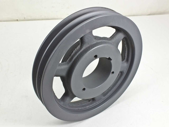 Browning 2TB94 cast iron 2-groove V-belt sheave — angled front view showing both grooves and spoked hub