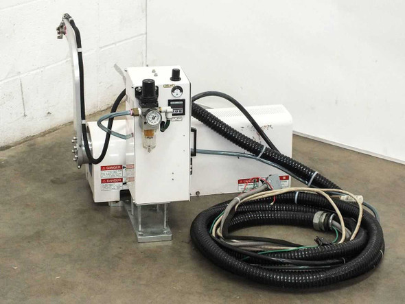 Sailor OE-2406 robotic disc-handling arm — front panel view with SMC pneumatic gripper assembly