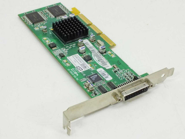 ATI Rage 128 Ultra 16MB AGP video card front view showing DVI output connector and passive heatsink