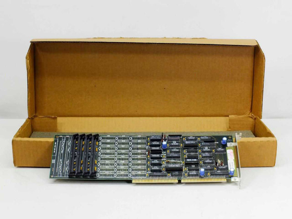 Zenith Z-415-B memory expansion board shown in original open cardboard box — top view of full board