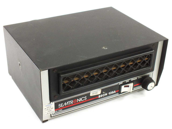 Semtronics BSCN 128A benchtop warm-air ionizer — front three-quarter view showing louvered air outlet and front panel controls