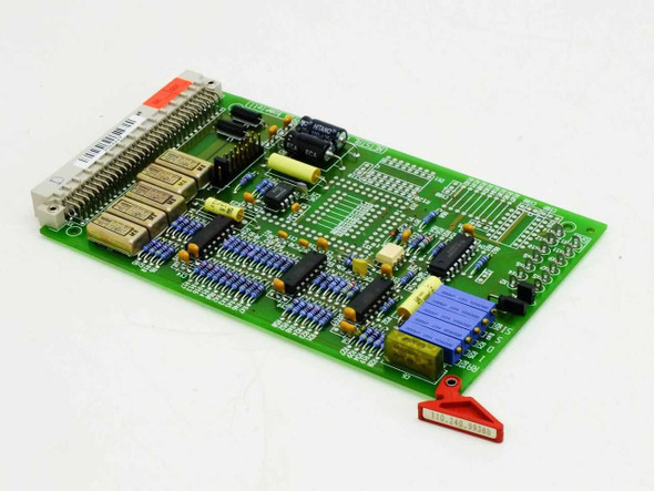 Netstal RFD 110.240.9936 Komplett PCB – angled top view showing full board layout with edge connector and red pull tab