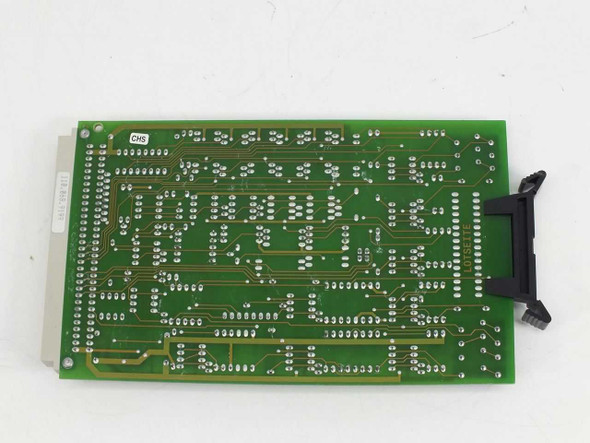 Netstal RVN 110.240.7129c control board rear/solder side view showing PCB traces and black card ejector handle