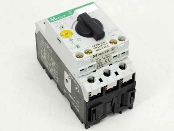 Eaton Moeller PKZM0-1.6 Manual Motor Protector Circuit Breaker – front-left angle view showing rotary knob and terminal blocks