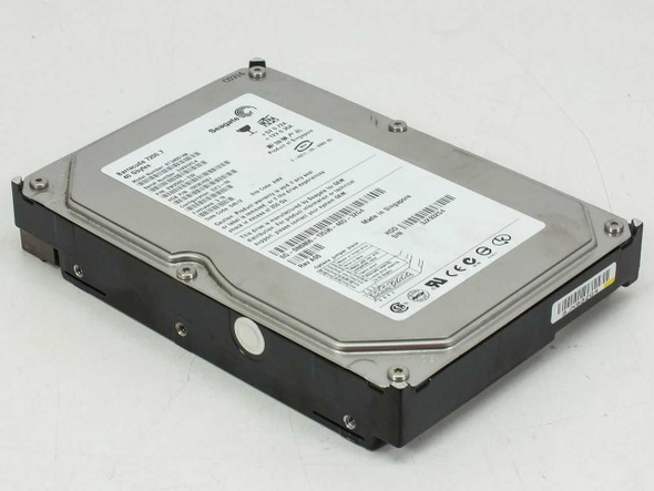 Seagate ST340014A Barracuda 7200.7 40GB IDE hard drive – top view from opposite angle showing label and mounting rails
