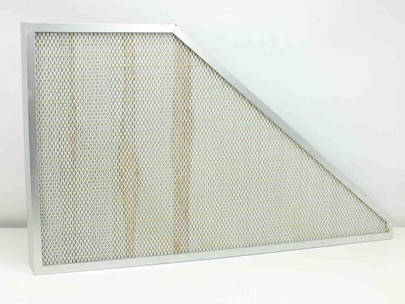 Halco H2237A00-AAABABA HEPA air filter – front face showing white pleated filter media in aluminum frame, triangular shape