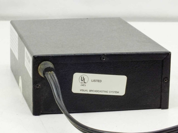 Symon Visual Broadcasting System Multi-Modem Power Supply – bottom/side view showing UL Listed label reading Visual Broadcasting System, UL file 24E9