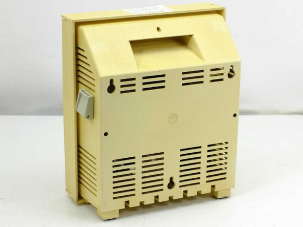 Honeywell 31061222-001 chart recorder rear view showing beige plastic enclosure with ventilation slots and keyhole wall-mount slots