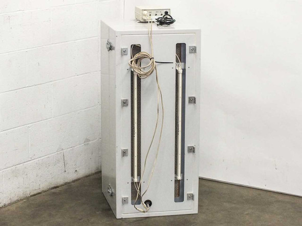 Hugle Electronics 430 Laminar Flow Hood – rear view showing dual ionizer bars mounted vertically with wiring