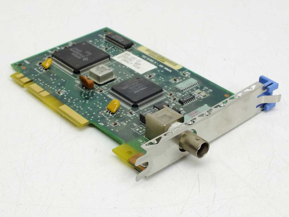 IBM 33G5395 MCA 3270 Emulation Connection Adapter card – angled top view showing main controller chips and BNC bracket connector