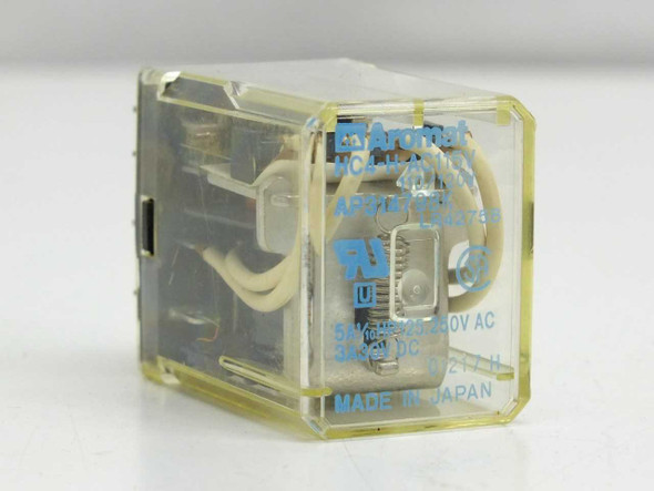 Aromat HC4-H-AC115V AP314798K general purpose relay front view showing clear housing and label with UL markings