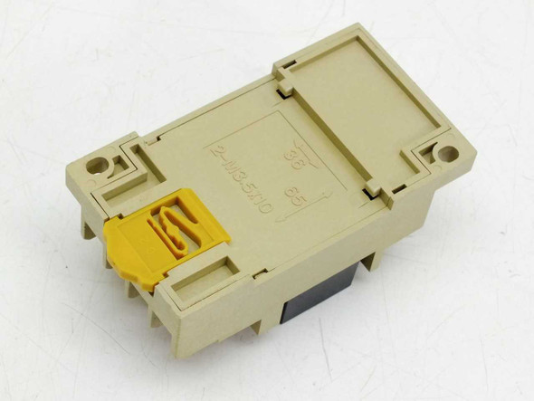 Omron G3S4-D1 terminal SSR base — bottom view showing DIN rail clip and mounting slot detail