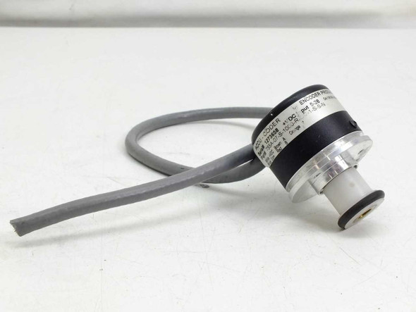 Encoder Products Accu-Coder 755A-07-S-1000-R-OC-1-S-S-N miniature shaft encoder – angled front view showing housing body and attached gray cable