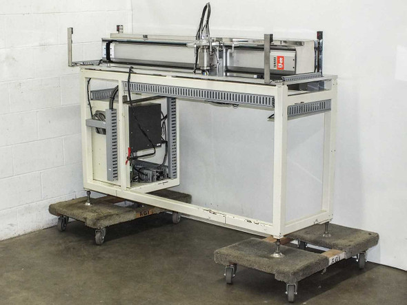 Yamaha LSII-B FLIP-X single axis robot on integrated stand with casters — full right-side view