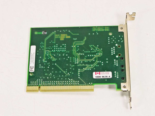 Intel 724746-002 AnyPoint PCI LAN card – rear PCB view showing PCI edge connector and FCC/IC certification labels