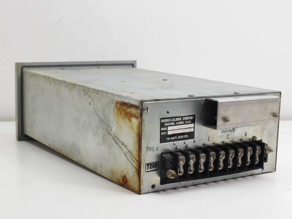 Barber-Colman 545C-1930-1 – rear panel showing thermocouple output terminal strip labeled L, C, R and Type K connector; surface rust visible on chassis