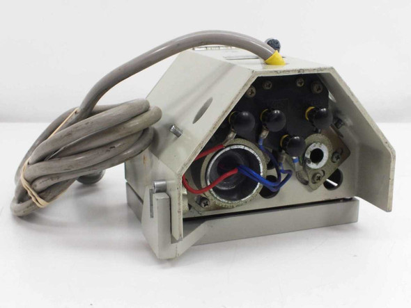 Hitachi 139-0150 Filter Compartment — rear panel open showing internal lamp/optical components and wiring with red and blue leads