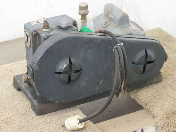 Welch 1399 DuoSeal Vacuum Pump rear and belt guard view showing dual belt covers and inlet/outlet fittings