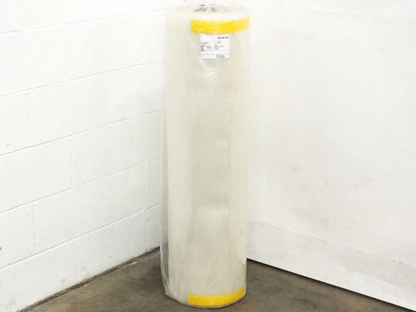Isovoltaic 370792 PV solar panel encapsulant roll standing upright, wrapped in protective plastic with yellow banding