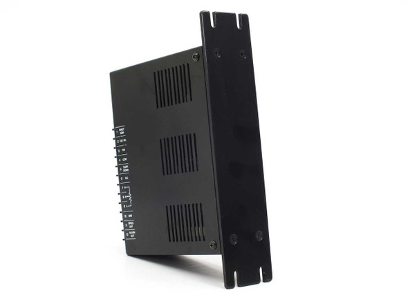 Vexta FBLD40A Brushless DC Motor Driver – right side view showing vented black metal enclosure and panel-mount flanges