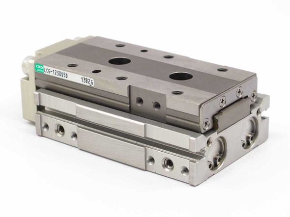 CKD LCG-1230S5D linear slide cylinder — top and side view with model label visible on body