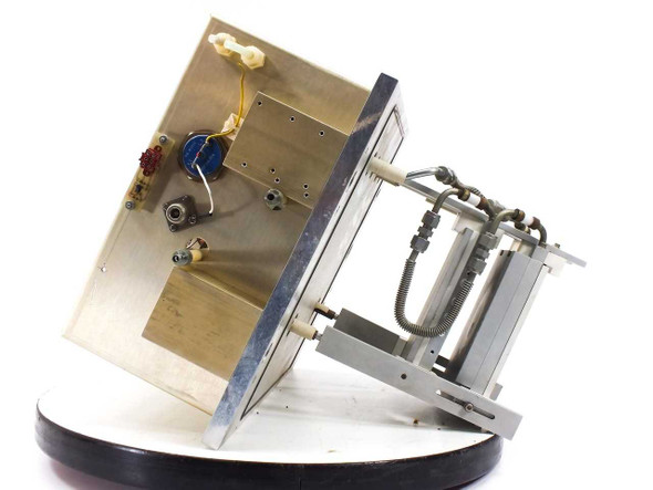 Drytek S100 RF Wafer Power System – angled left-side view showing internal matching network components and side panel with red component visible
