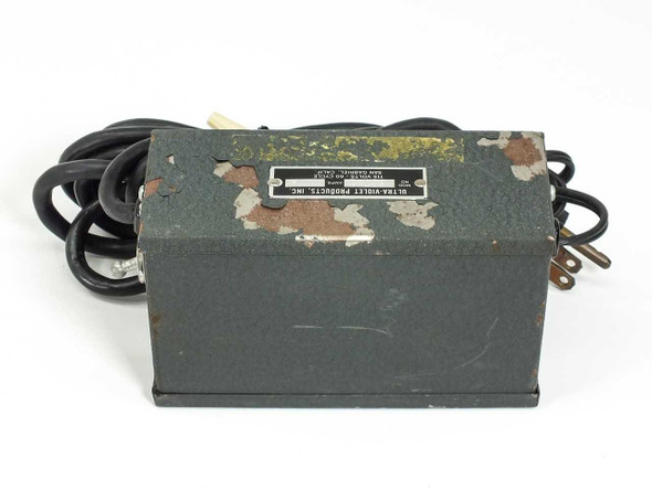 Ultra-Violet Products SCT-1 UV lamp power supply – bottom and rear view showing peeling paint on enclosure