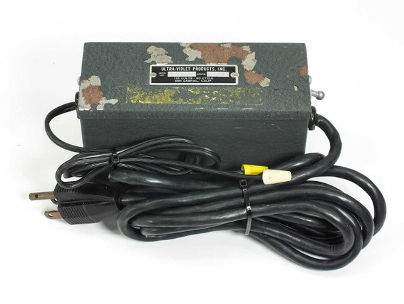 Ultra-Violet Products SCT-1 UV pencil lamp power supply – top and front view showing rating plate and output cord with yellow connector cap