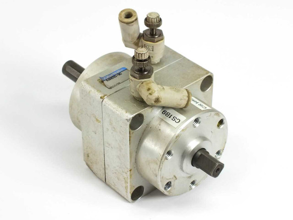 Koganei RANS50-90 rotary vane actuator rear-left view showing second output shaft end and label