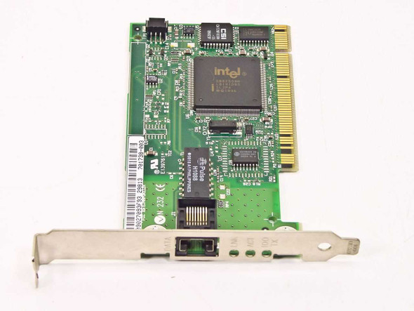 Intel PILA8461 Pro/100+ Management PCI NIC – front component side showing Intel 82559 controller chip and Pulse transformer