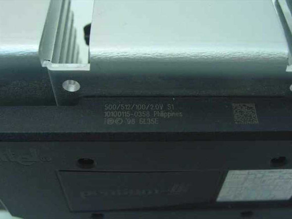 Intel Pentium III SL3CD label showing 500/512/100/2.0V spec, Philippines manufacture, 1998 date code