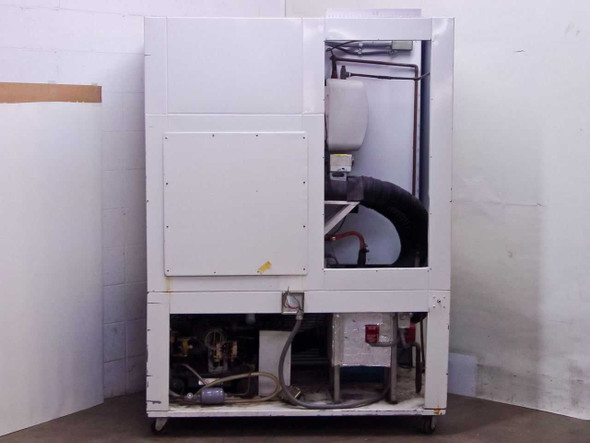 Alliance 8CF Environmental Chamber rear view showing mechanical compartment with ducting, refrigeration lines, and open service panel
