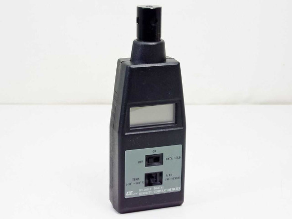 Lutron HT-3001F Digital Humidity Temperature Meter front panel showing LCD display and control switches