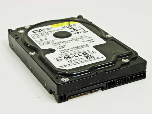 Western Digital WD800JD 80GB SATA hard drive – angled top view showing SATA and power connectors on rear edge