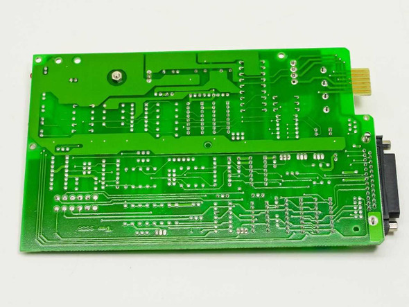 Widget World 9406 V1.2 RS-232 RS-422 Converter Card – solder side showing PCB traces and rear DB9 connector