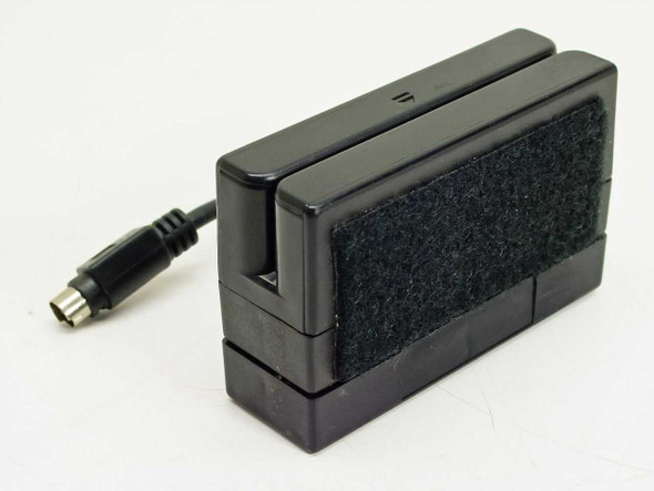 ExpoMobile Posh MR3 card reader – opposite side view showing velcro mounting strip and mini-DIN cable connector
