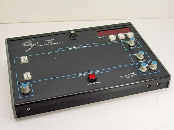 Tele-Images 84386 Rev A control console – front panel overview showing Room Control and Rater Control sections with timer display