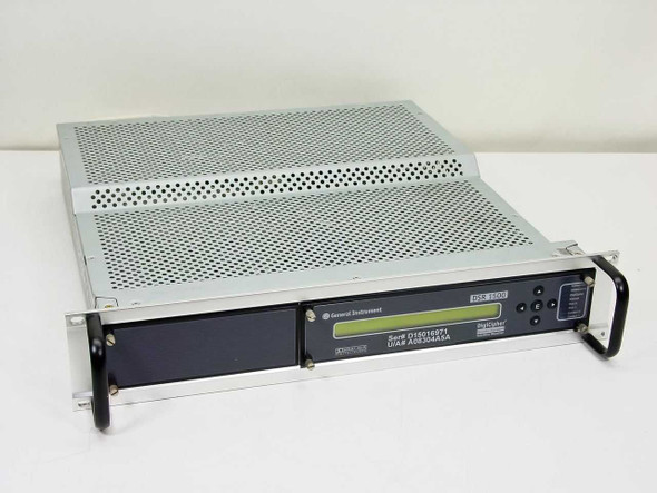 General Instrument DSR 1500 DigiCipher satellite receiver front panel, 2U rackmount chassis with green LCD display
