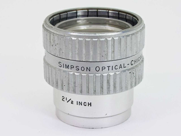 Simpson Optical Chicago Focal Length Modifier 16mm 2-1/2 Inch — front three-quarter view showing knurled barrel and engraved markings