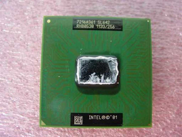Intel SL642 RH80530 Pentium III Mobile 1.13GHz 256 processor – top view showing sspec and part number markings